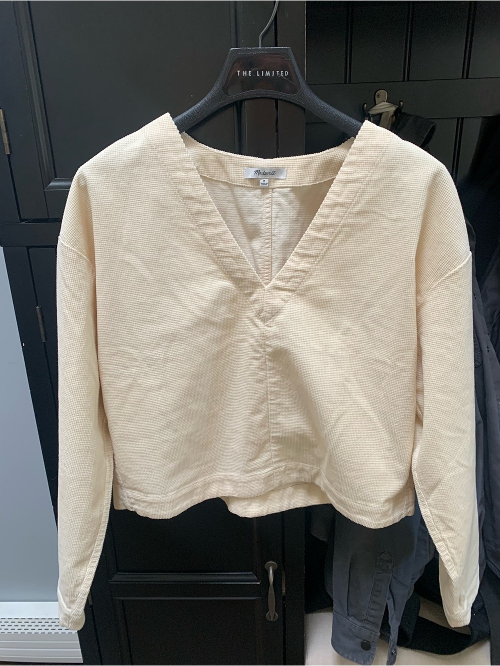 Madewell cropped waffle knit 100% cotton long sleeved top size M